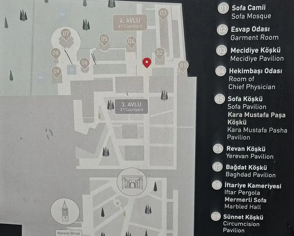 4. Avlu , Sağ taraf , Mecidiye köşkü ve Güzel Manzara